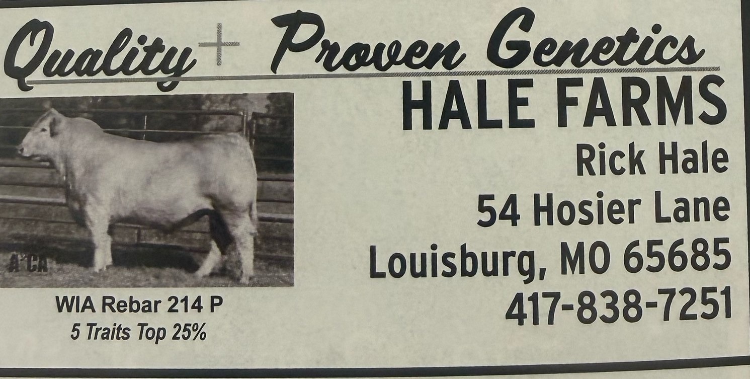 An earlier printed Hale Farms Charolais advertisement
